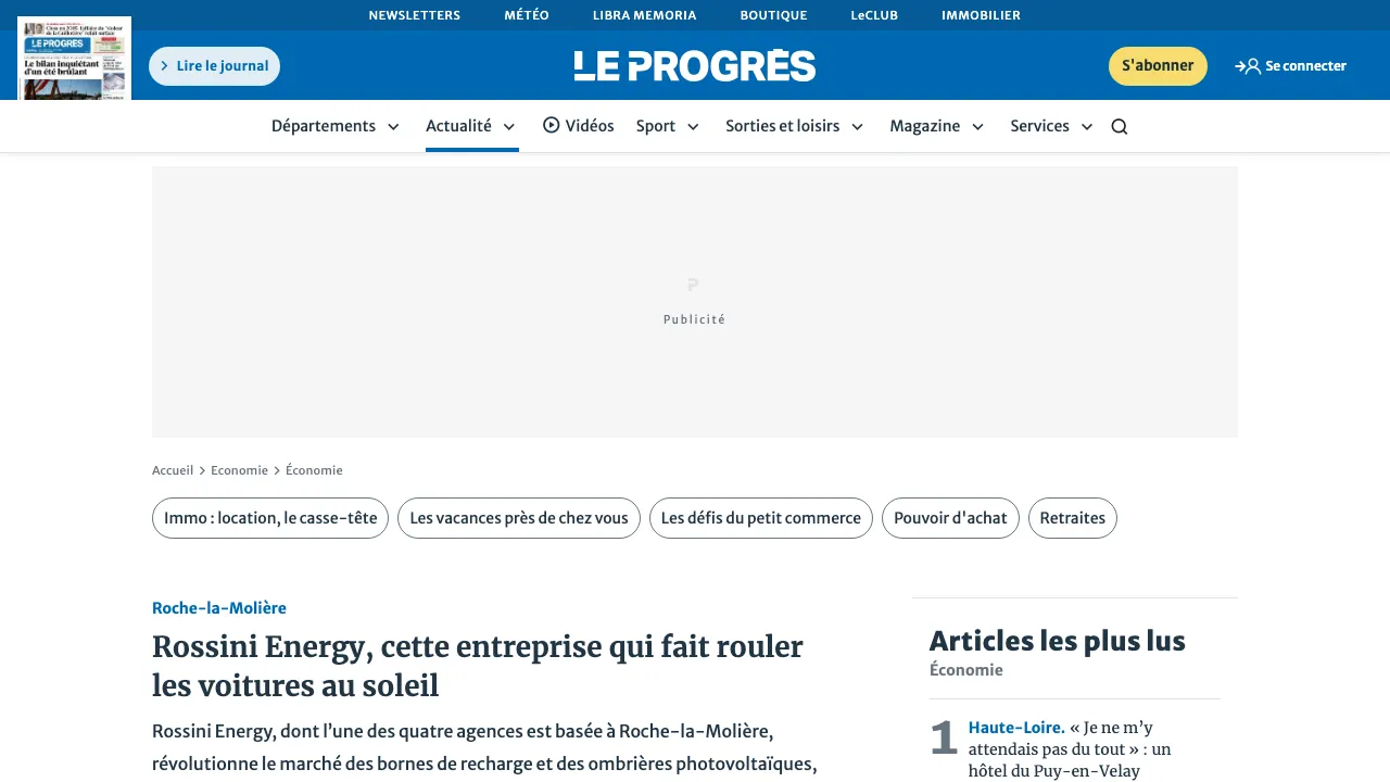 Ombrière TOSSO installée - Rossini Energy