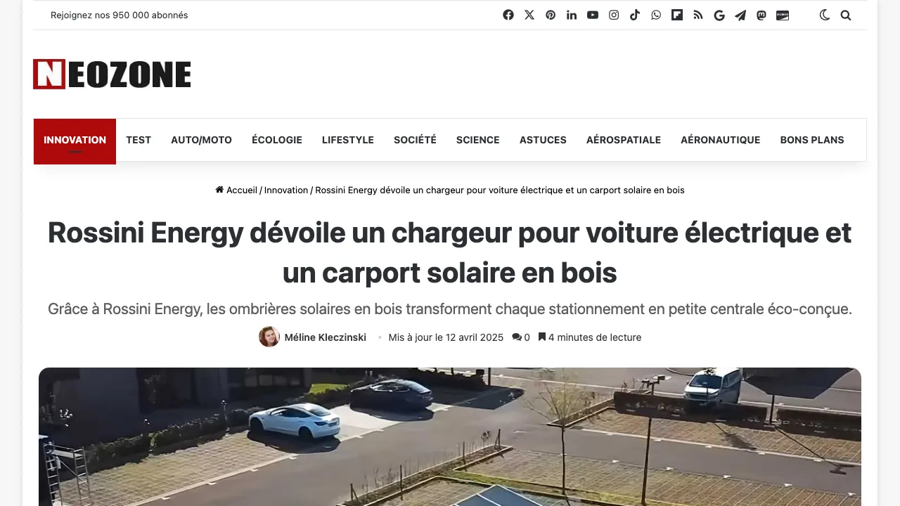 Carport solaire en bois de Douglas - Rossini Energy