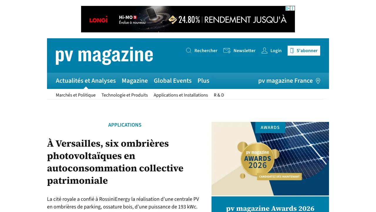 Ombrières photovoltaïques Rossini Energy sur le parking Jean-Marc Fresnel à Versailles